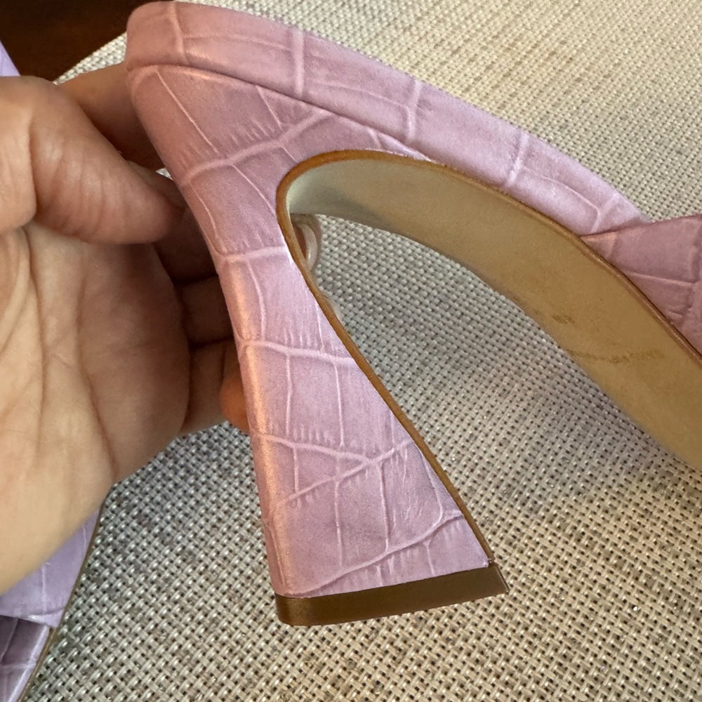 Saks Fifth Avenue Pink Croc-Embossed Heels - Picture 4 of 14